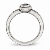 Sophia Jewelers Polished Stainless Steel CZ Wedding Band Elegant and Modern